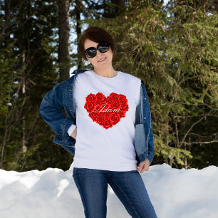Custom Name Valentine's Day Heart-Shaped Rose Lady Sweatshirt