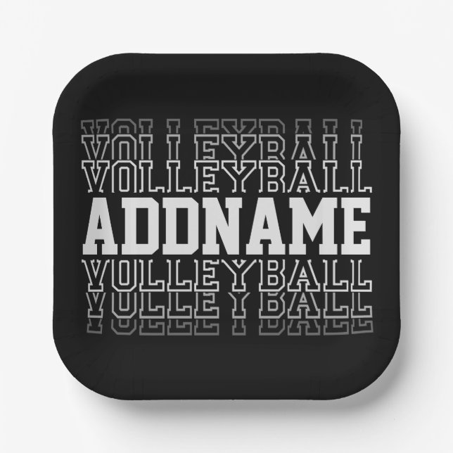 CUSTOM NAME Vanishing Volleyball Logo Team Player  Paper Plate (Front)