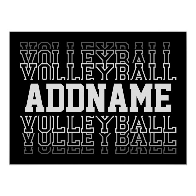 CUSTOM NAME Vanishing Volleyball Logo Team Player Poster (Front)