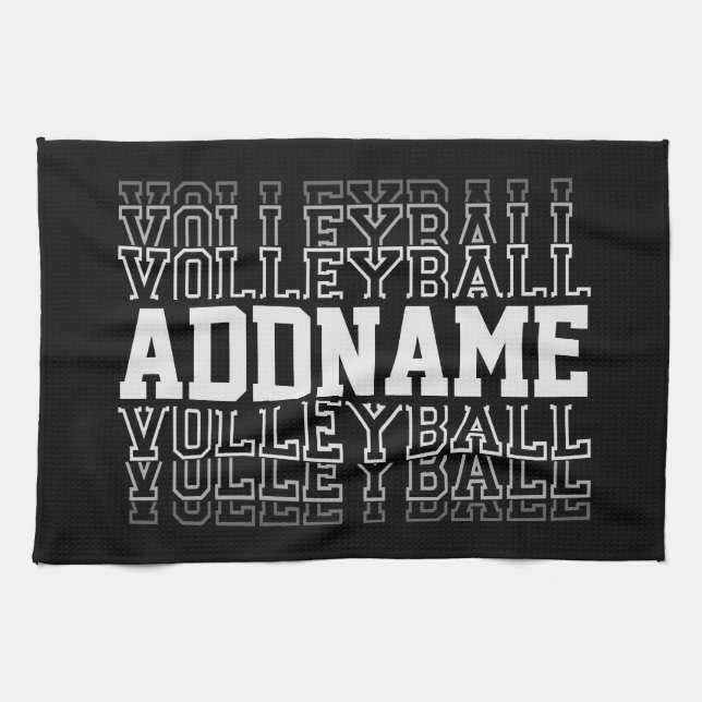 CUSTOM NAME Vanishing Volleyball Logo Team Player Tea Towel (Horizontal)