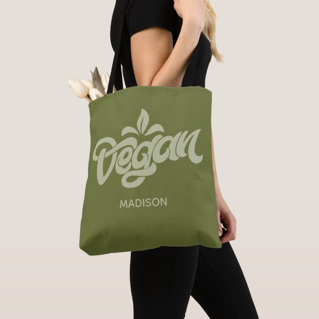 Custom Name Vegan Tote Bag (Close Up)