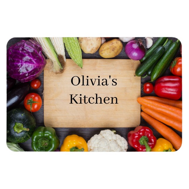 Custom Name Veggie Kitchen Magnet (Horizontal)