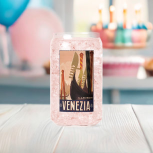 Custom name Venezia (Venice) Vintage Travel Can Glass