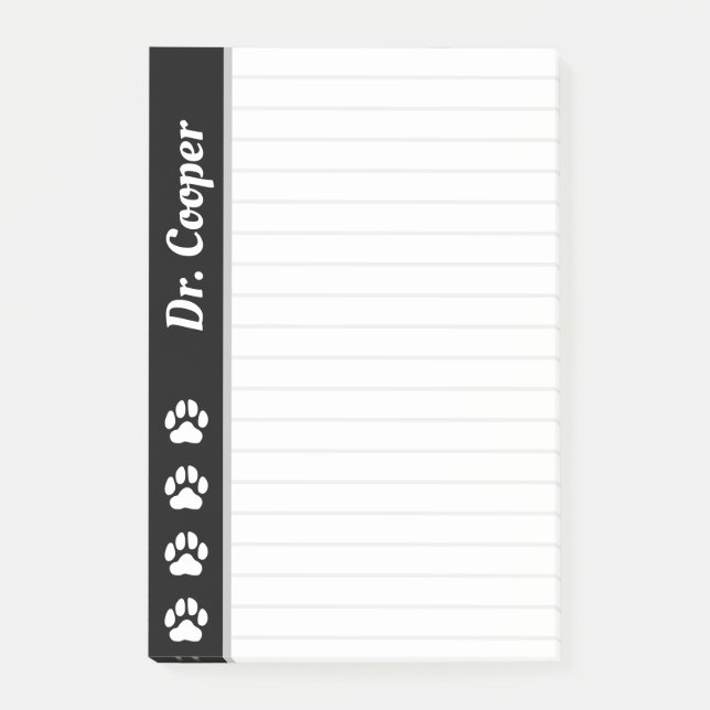 Custom Name Veterinarian Personalised Lined 4x6 Post-it Notes (Front)