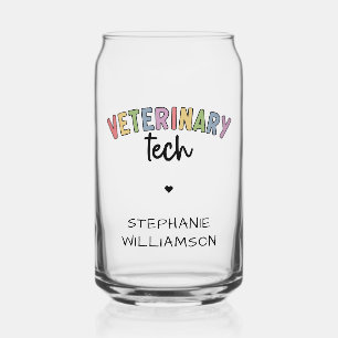 Custom Name Veterinary Tech   Vet Technician Can Glass