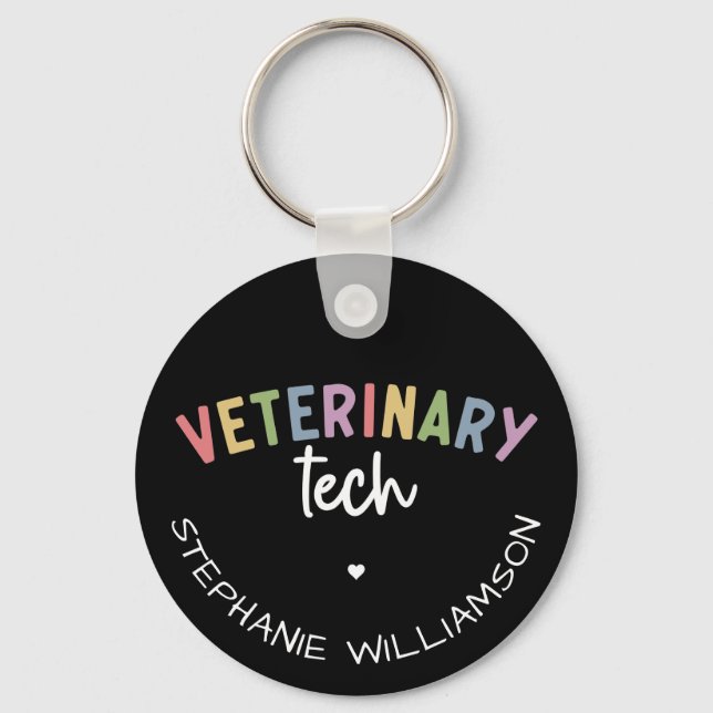 Custom Name Veterinary Tech | Vet Technician Key Ring (Front)