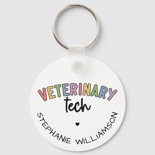 Custom Name Veterinary Tech | Vet Technician Key Ring (Front)