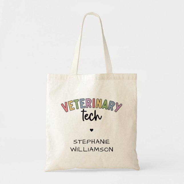 Custom Name Veterinary Tech | Vet Technician Tote Bag (Front)