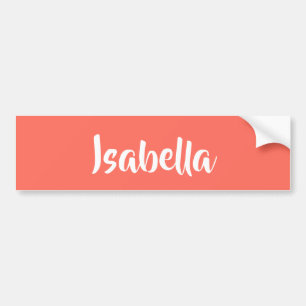 Custom name vibrant vivid coral minimalist bumper sticker