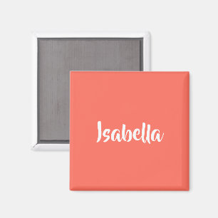 Custom name vibrant vivid coral minimalist magnet