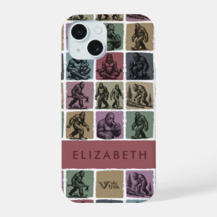 Custom Name Vintage Bigfoot Retro Forest Art iPhone 15 Case