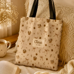 Custom Name Vintage Cosy Cocoa Hot Chocolate Gift Tote Bag