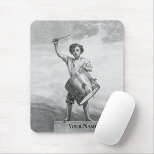 Custom Name Vintage Drummer Boy Drum Art Musician Mouse Mat