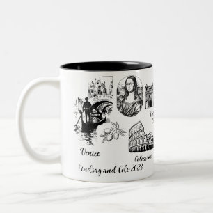 Custom Name Vintage Italy Tour Gift Two-Tone Coffee Mug