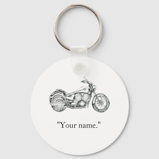Custom Name Vintage Motorbike   Keychain (Front)