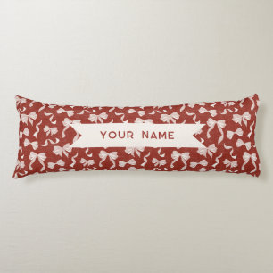 Custom Name Vintage Ribbon & Bows (Cream Red) Body Cushion