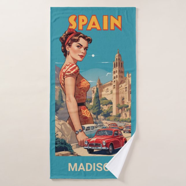 Custom Name Vintage Spain Bath Towel (Bath Towel)