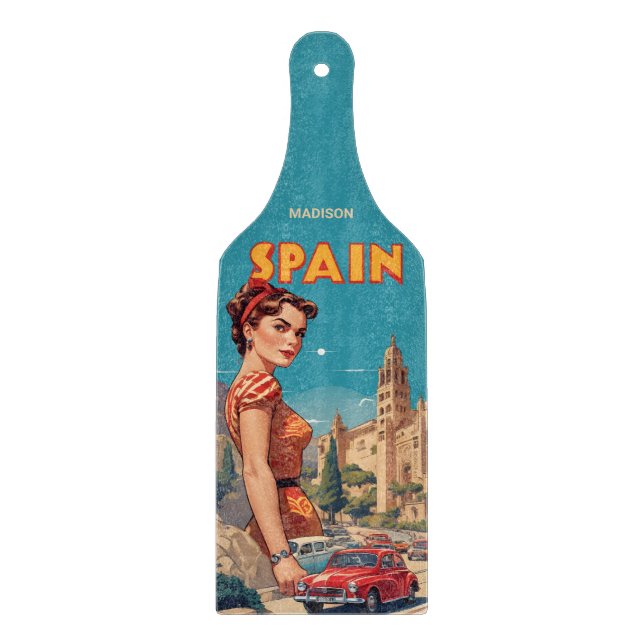 Custom Name Vintage Spain Cutting Board (Front)