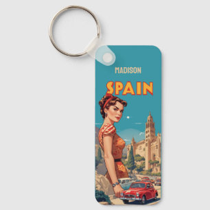 Custom Name Vintage Spain Key Ring