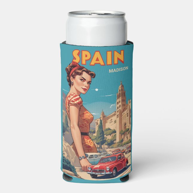 Custom Name Vintage Spain Seltzer Can Cooler (Seltzer Front)