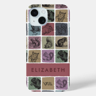Custom Name Vintage Squirrel Retro Forest Personal iPhone 15 Case