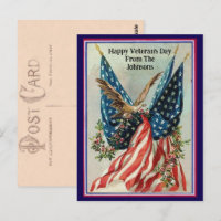 Custom Name Vintage Veteran's Day Patriotic Flag