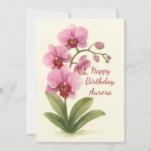 Custom Name Vintage Watercolor Birthday Card 