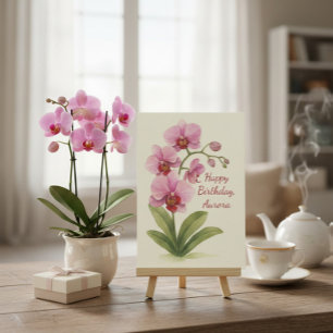 Custom Name Vintage Watercolor Birthday Card 