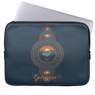 Custom Name Vintage Wilderness Ornamental Mandala Laptop Sleeve