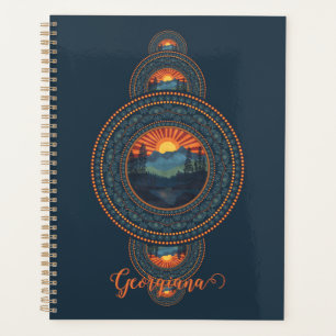 Custom Name Vintage Wilderness Ornamental Mandala Planner