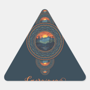 Custom Name Vintage Wilderness Ornamental Mandala Triangle Sticker