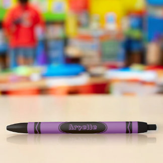 Custom Name Violet Purple Crayon Black Ink Pen