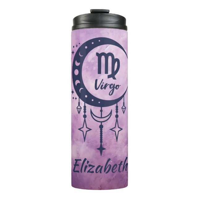Custom Name Virgo Zodiac Sign Thermal Tumbler (Front)