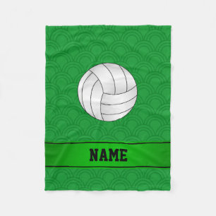 Custom name volleyball green half circles fleece blanket