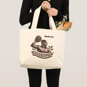 Custom Name Water Polo Large Tote Bag