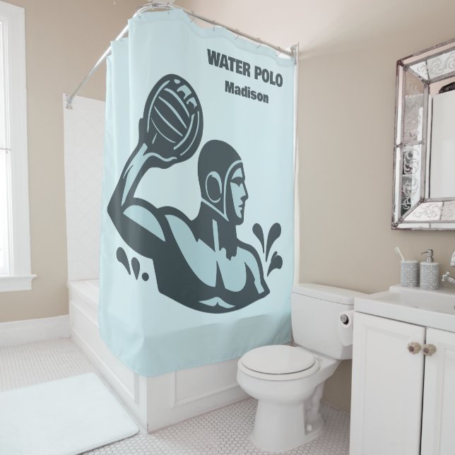 Custom Name Water Polo Shower Curtain (In Situ)