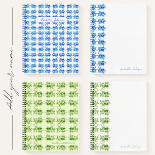 Custom Name Watercolor Blue Floral Notebook