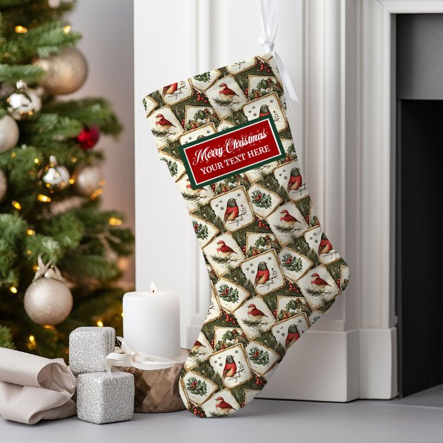 Custom Name Watercolor Christmas Stocking Classic  (Custom Name Watercolor Christmas Stocking Classic Style)
