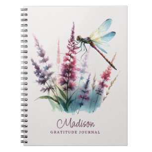 Custom Name Watercolor Dragonfly Gratitude Journal