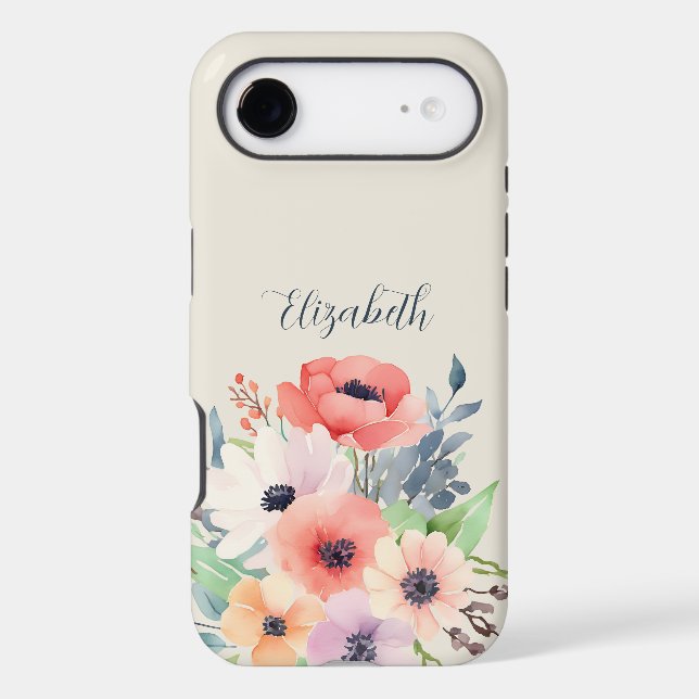 Custom Name Watercolor Floral Anemone (Back)