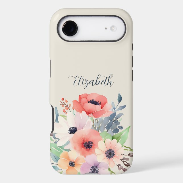 Custom Name Watercolor Floral Anemone (Back)