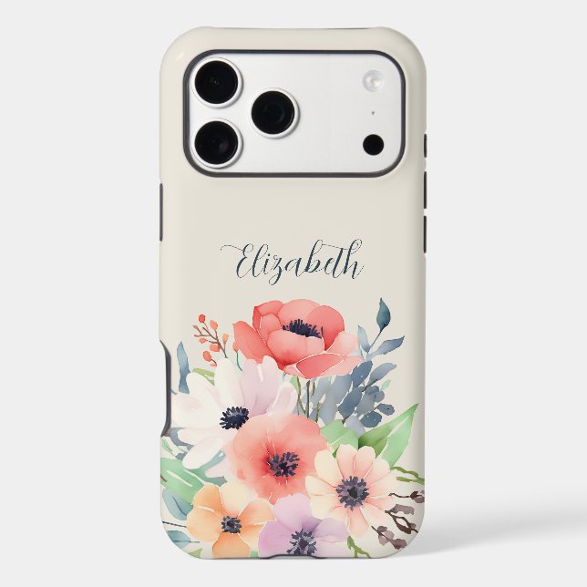 Custom Name Watercolor Floral Anemone (Back)