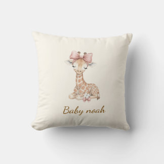 Custom Name Watercolor Giraffe Baby Blanket - Pers Cushion