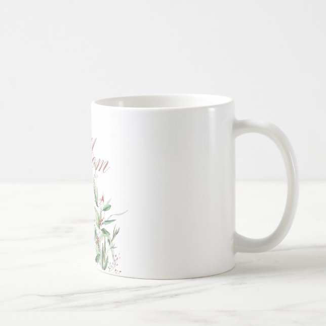 Custom Name Watercolor Greenery Mum Classic Mug (Right)