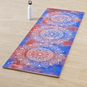 Custom Name Watercolor Mandala Exercise Yoga Mat