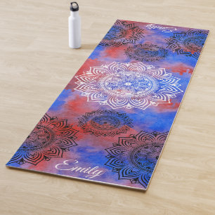 Custom Name Watercolor Mandala Exercise Yoga Mat