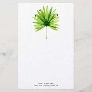 Custom Name Watercolor Palm Leaf Stationary Stationery