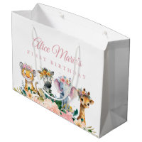Custom Name Watercolor Safari Animal Birthday