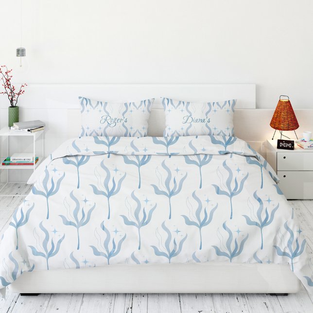 Custom Name Watercolor Seaweed Coastal Pillowcase (Creator Uploaded)