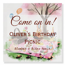 Custom Name Watercolor Storybook Picnic Square Wel